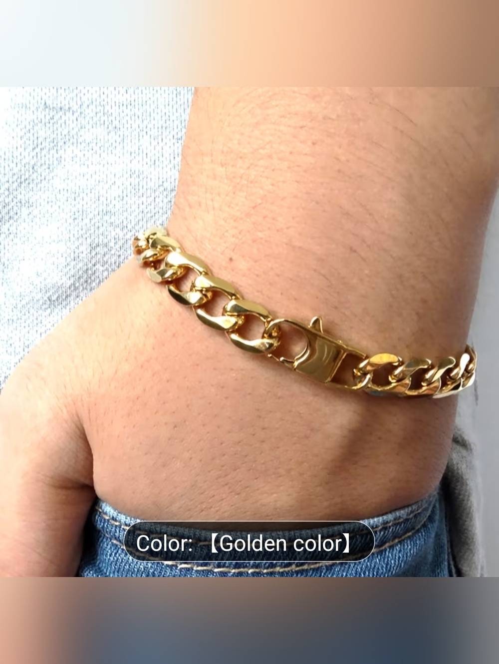 304 Stainless Steel, Golden Bracelet, Plated Shiny, 8mm Wide Hexagon Cut, 8-Inch